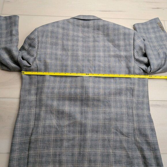 Canali Blazer Sport Coat Mens 38R Silk Wool Windowpane Gray Plaid Suit Italy - Picture 10 of 16